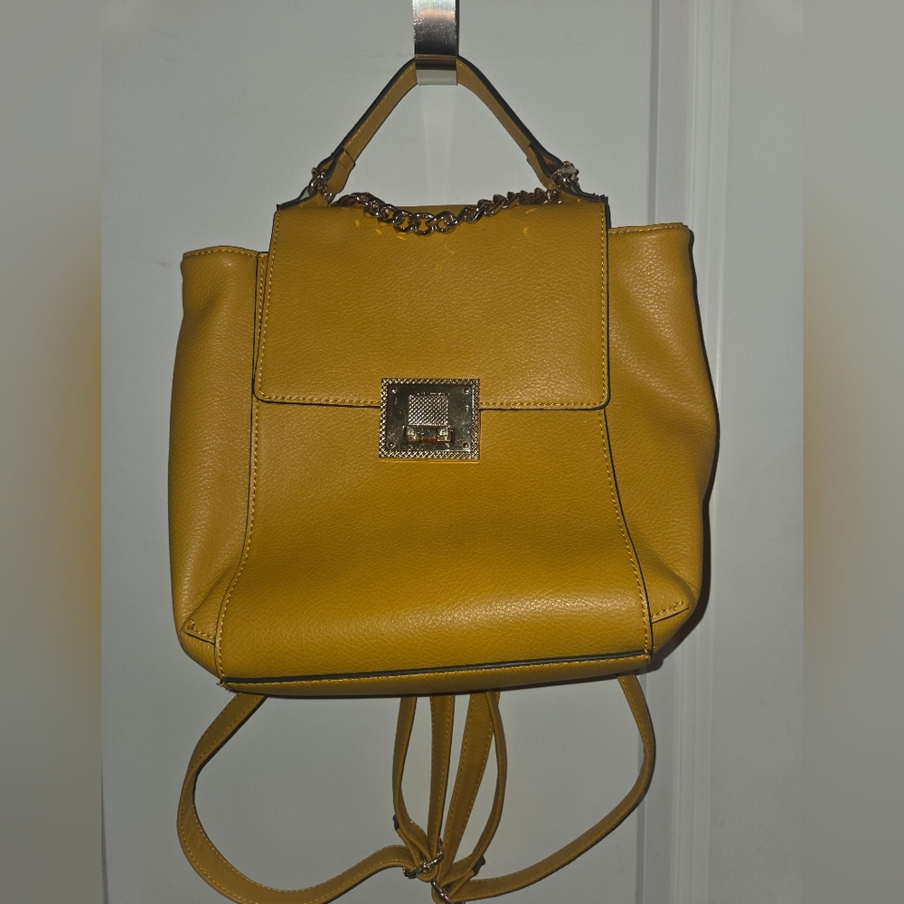 Aldo‎ Purse Backpack  Adjustable Strap Handle Yellow  Leather